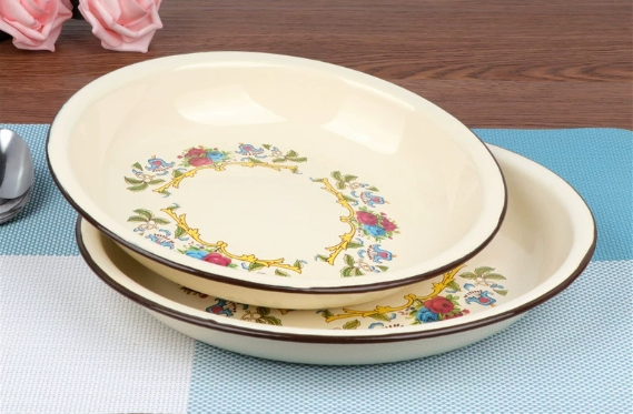 Commonly Used Printed Enamel Rice Plates Can Be Customized