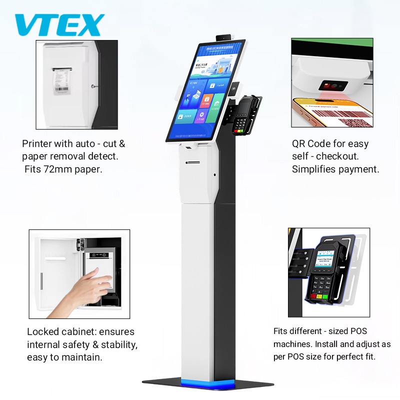 Customizable Floor Standing Kiosk 15.6 21.5 23.8" Self Service Ordering Payment Kiosk Machine