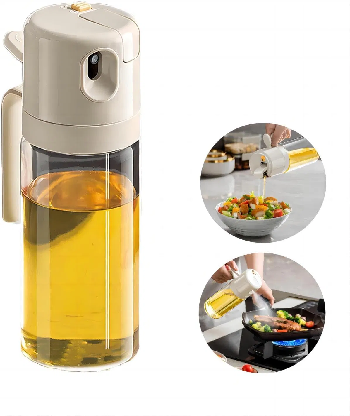 Ds-2671 Upgraded Glass Oil Dispenser and Oil Sprayer 18.5 Oz /550ml 2 in 1 Olive Oil Dispenser Bottle