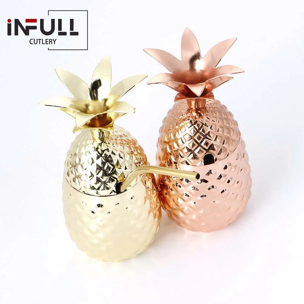 Wholesale Popular Moscow Tumbler Bar Stainless Steel Pineapple Cup with Straw