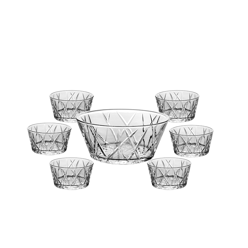 New Arrival 7PCS Glass Salad Bowl Set Big Fruit Bowl with Small Ice Cream Bowl for Home Life Bowl Set