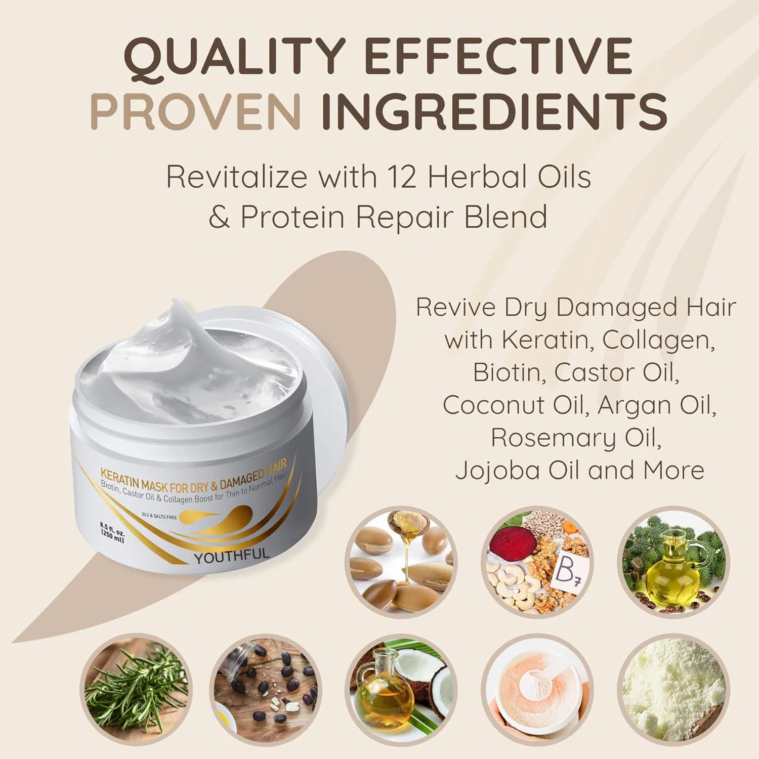 250ml Repair Dry Damaged Hair Deep Care Keratin Hair Treatment Hair Mask