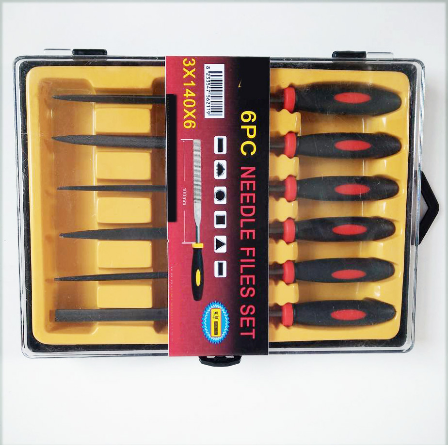 Needle File Set in Pouch with Colorful Square Plastic Handles