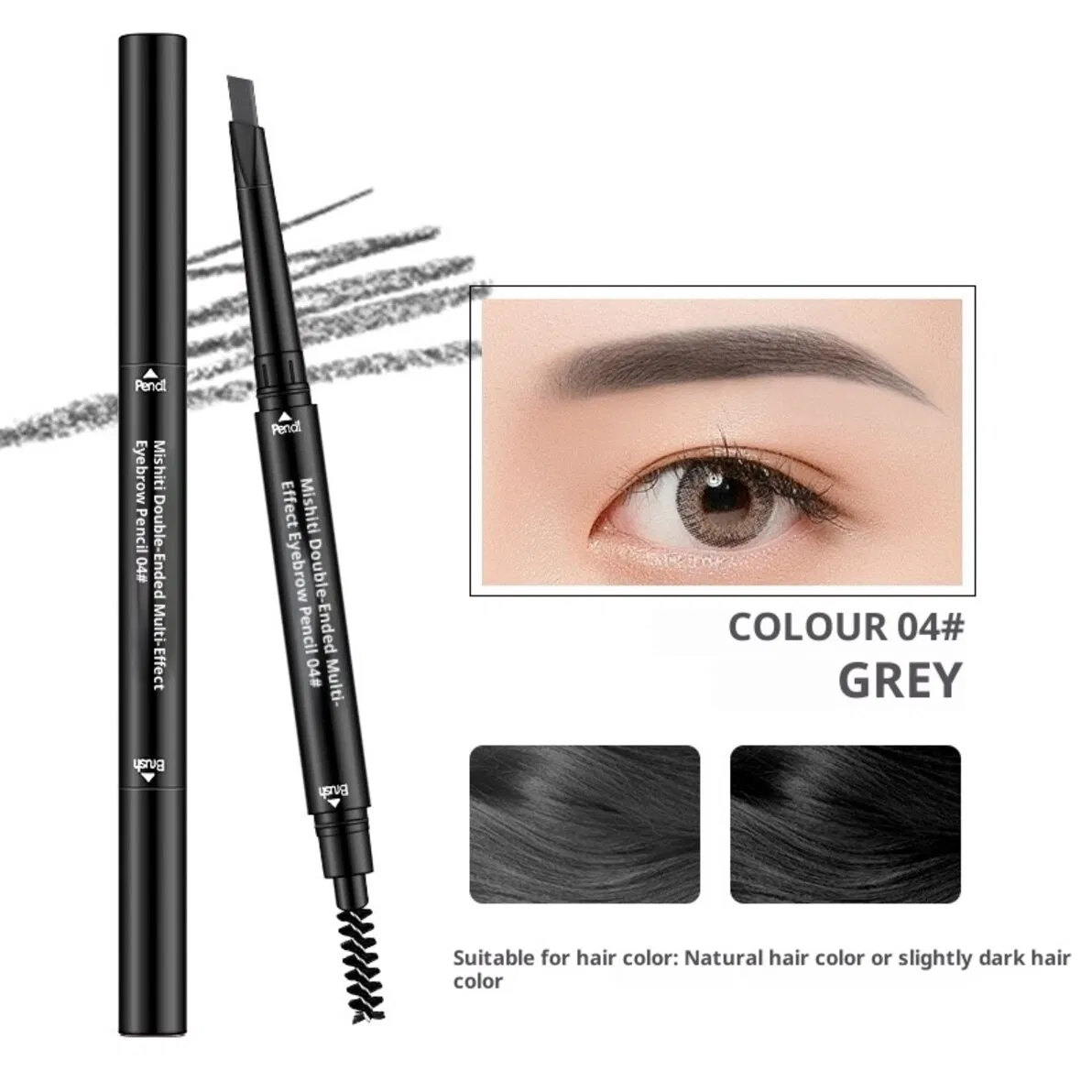 Dual Head Triangular Core Brow Pencil with Precision Tip and Spiral Comb