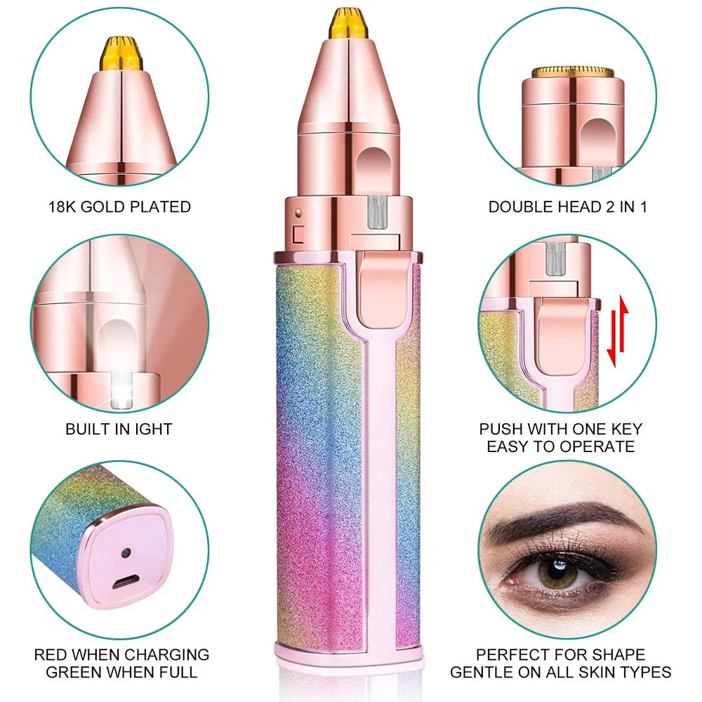 Mini Electric 2 in 1 Women's Body Eyebrow Shaver Painless Hair Barber Facial Nose Razor Beard Trimmer
