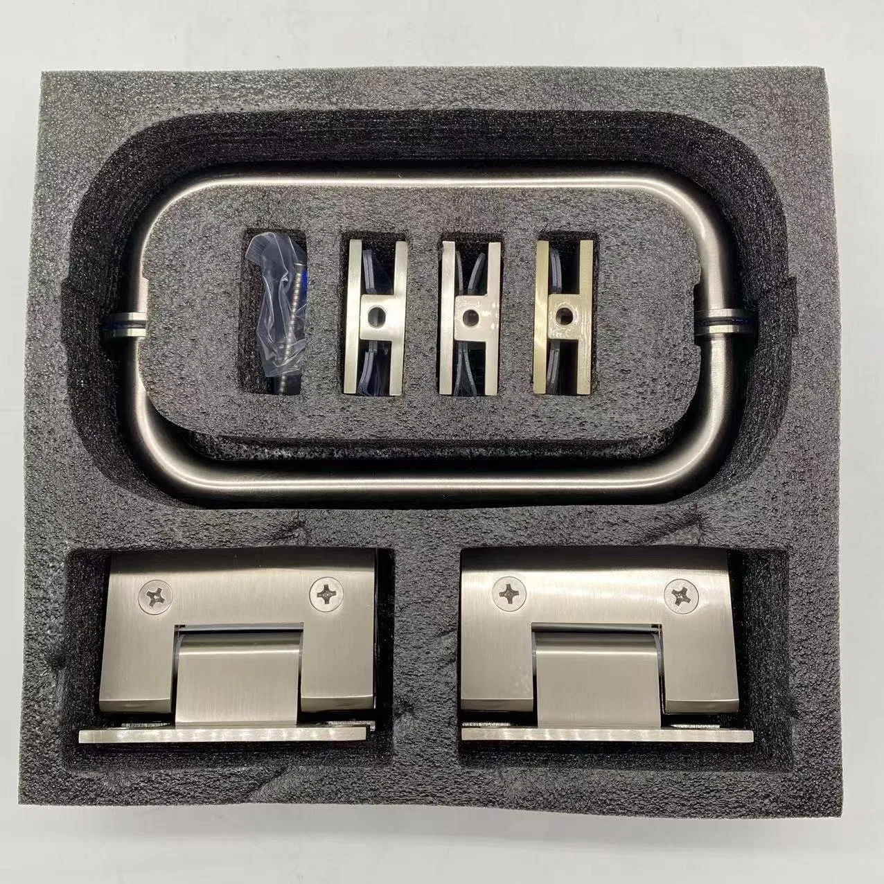 H Plate Shower Hinge U Bracket Shower Door Whole Kit in Brushed Nickel