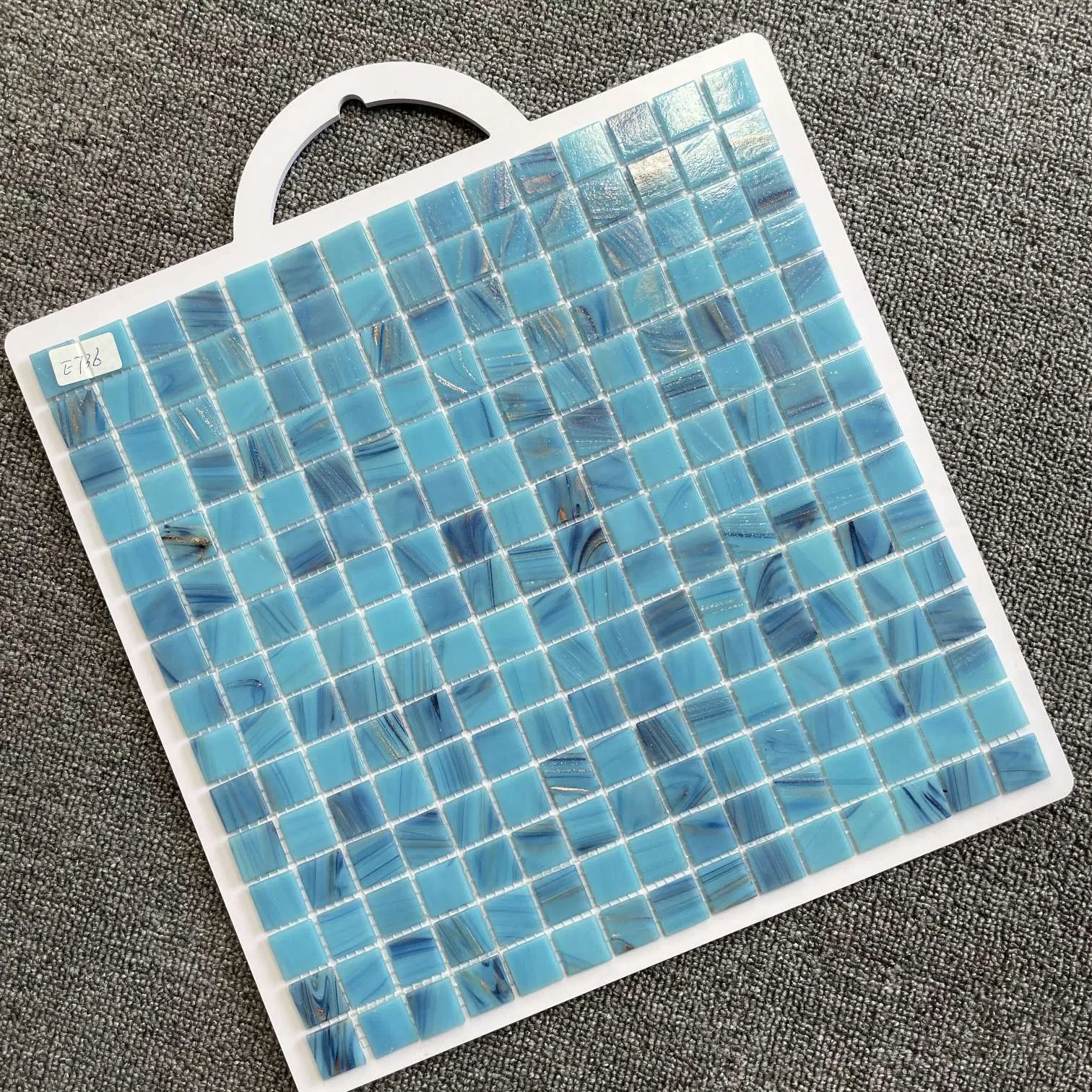 Голубая стеклянная мозаика для бассейна, 20x20 мм