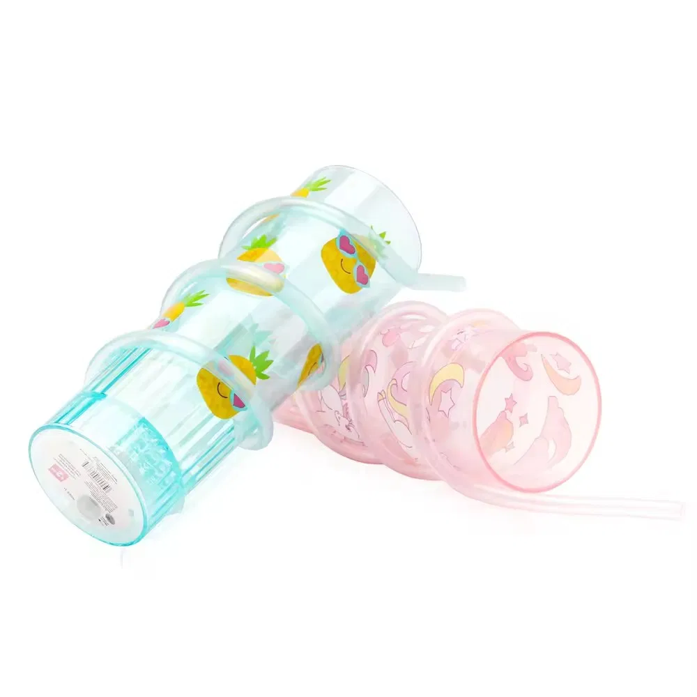 Rotating Straw Water Cup Creative Cartoon Plastic Bottle Halloween Christmas Handy Cup