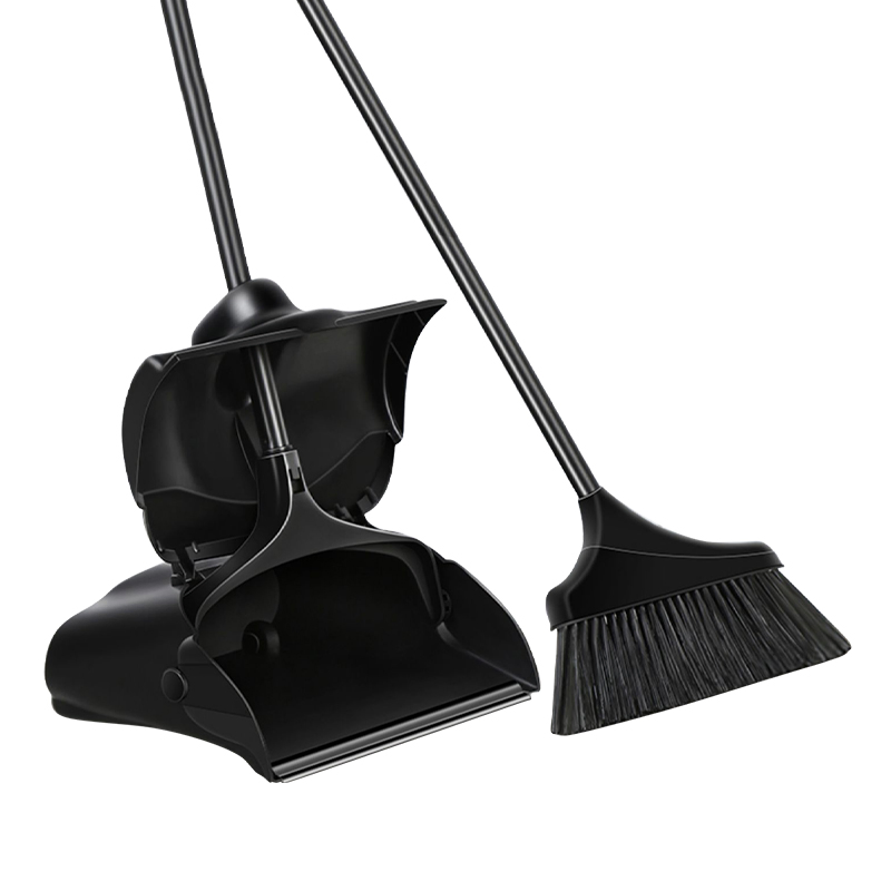 Household Cleaning Tools Plastic Windproof Broom and Dustpan Set Foldable Upright Dustpan