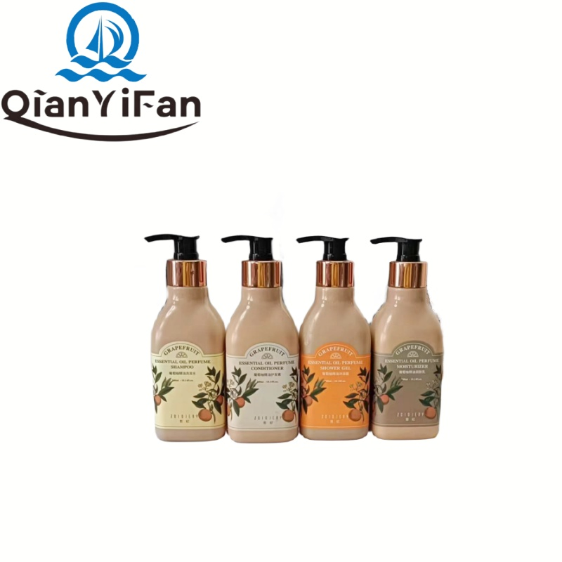 Wholesale Custom Natural Grapefruit Essential Oil Shampoo, Conditioner, Body Wash Toiletries Set for Hotel, Resort Custom Use