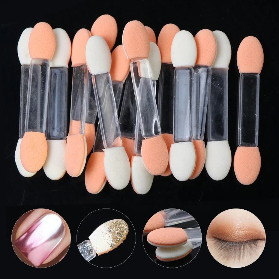 Portable Double Disposable Nail Eyeshadow Applicators Powder Brush