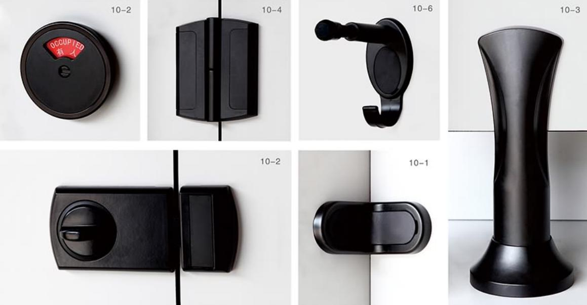 Black One Side Toilet Cubicle Adjustable Leg