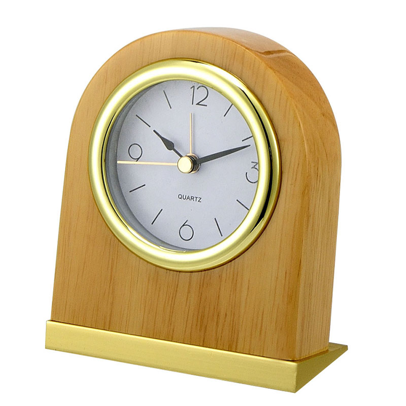 Hotel Acrylic Body with Wooden Base Silent Desk Alarm Clock