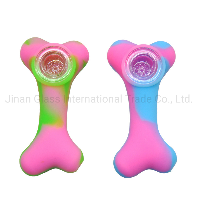 Bone Shaped Silicone Pipe Creative Pattern Silicone Glass Pipe
