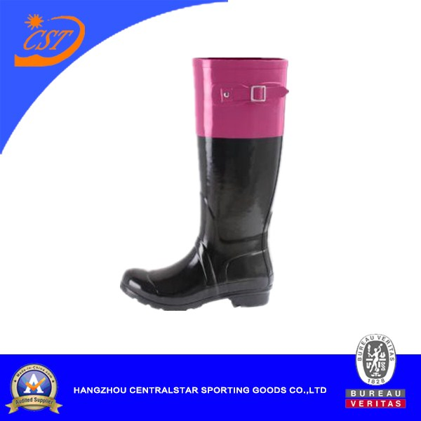 Fashion Ladies Knee High Red Rubber Rain Boots