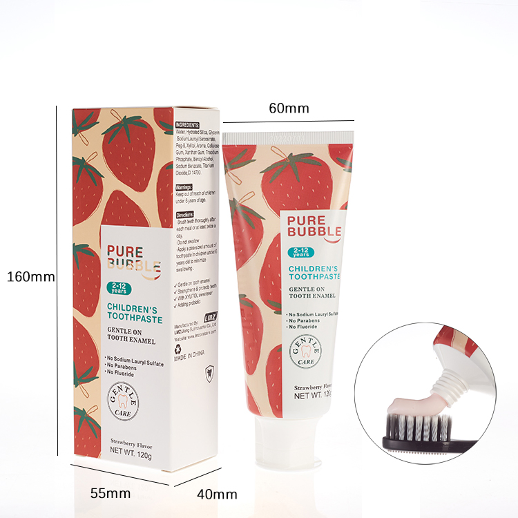 120g Fluoride Free Xylitol Children Tooth Paste Blueberry Strawberry Orange Flavored Probiotic Toothpaste for Kids