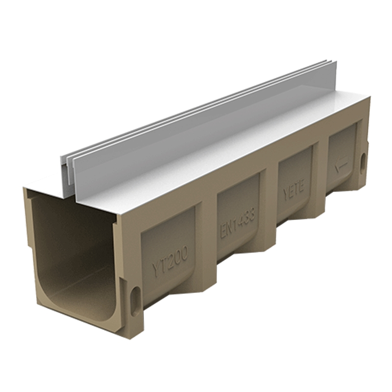 High Quality Polymer Concrete Linear Drain with Stainless Steel Slotted Cover