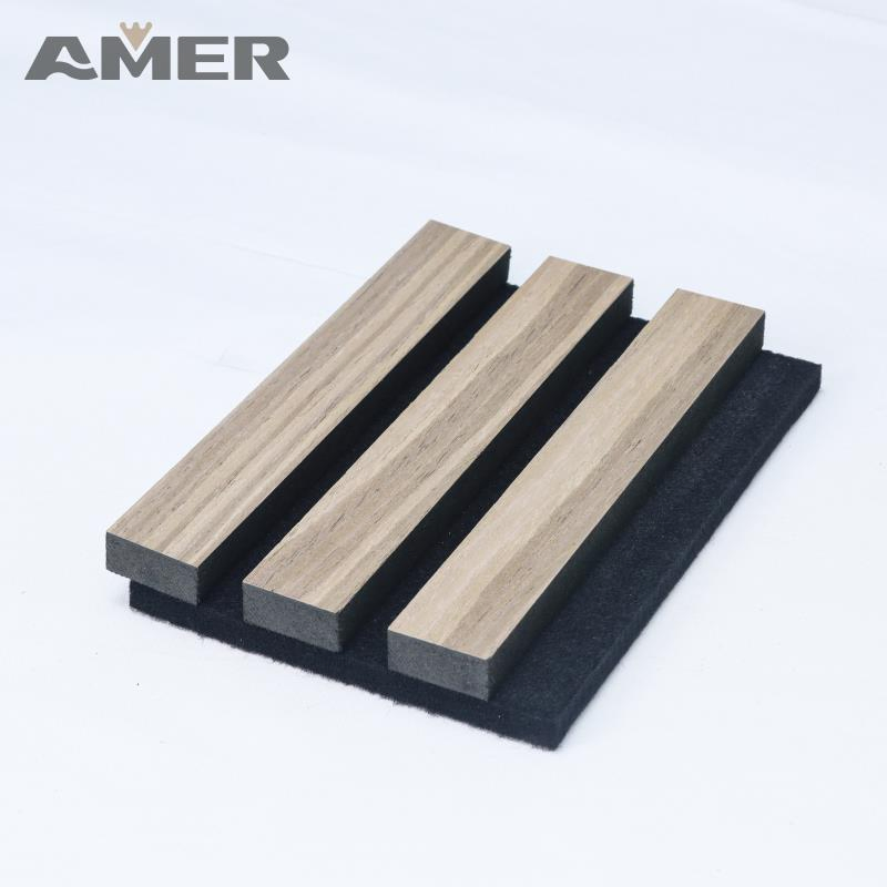 Wall and Ceiling Soundproof Slats Laminated Pet Wooden Veneera Acoustic Panel for Auditorium Hall