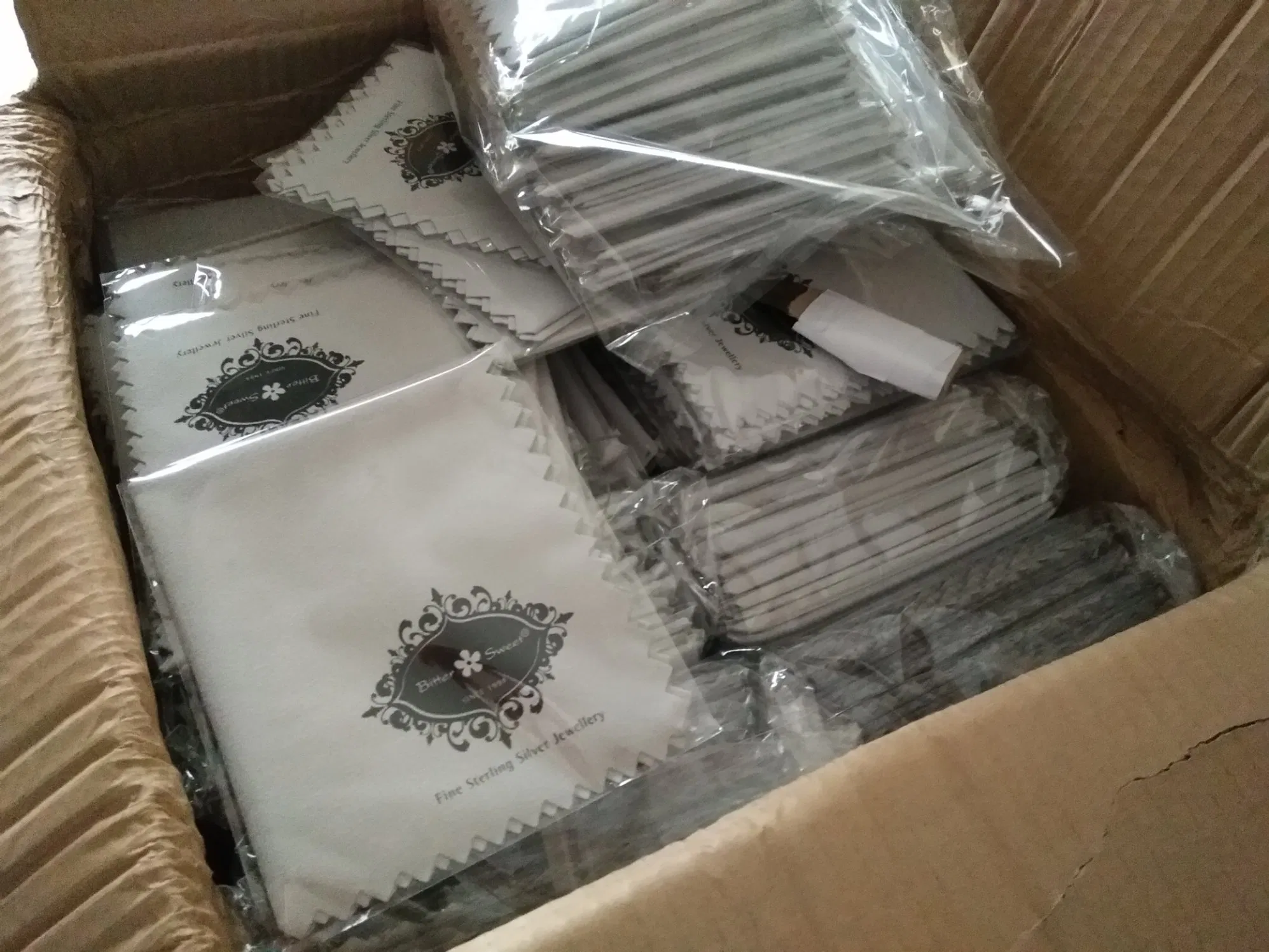 Grey High Quality Microfiber Jewelry Polishing Cloth with Black Logo