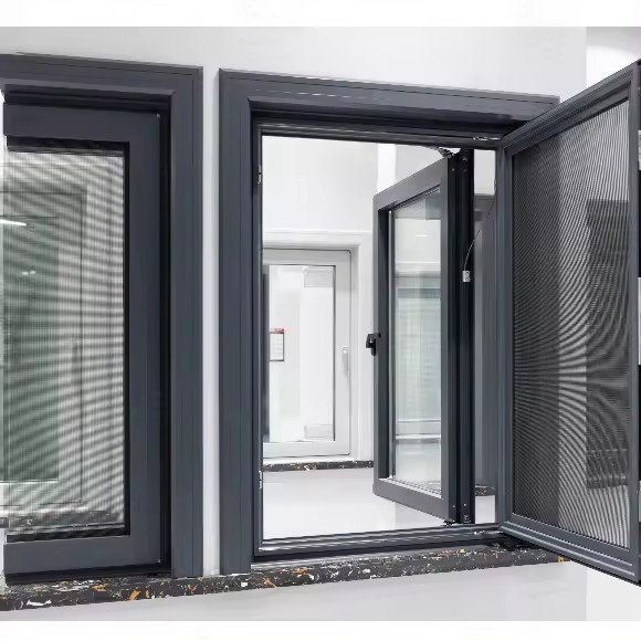 Triple Glazed Windows Broken Bridge Open out Aluminium Alloy Casement Window Swing Graphic Design Stainless Steel Horizontal