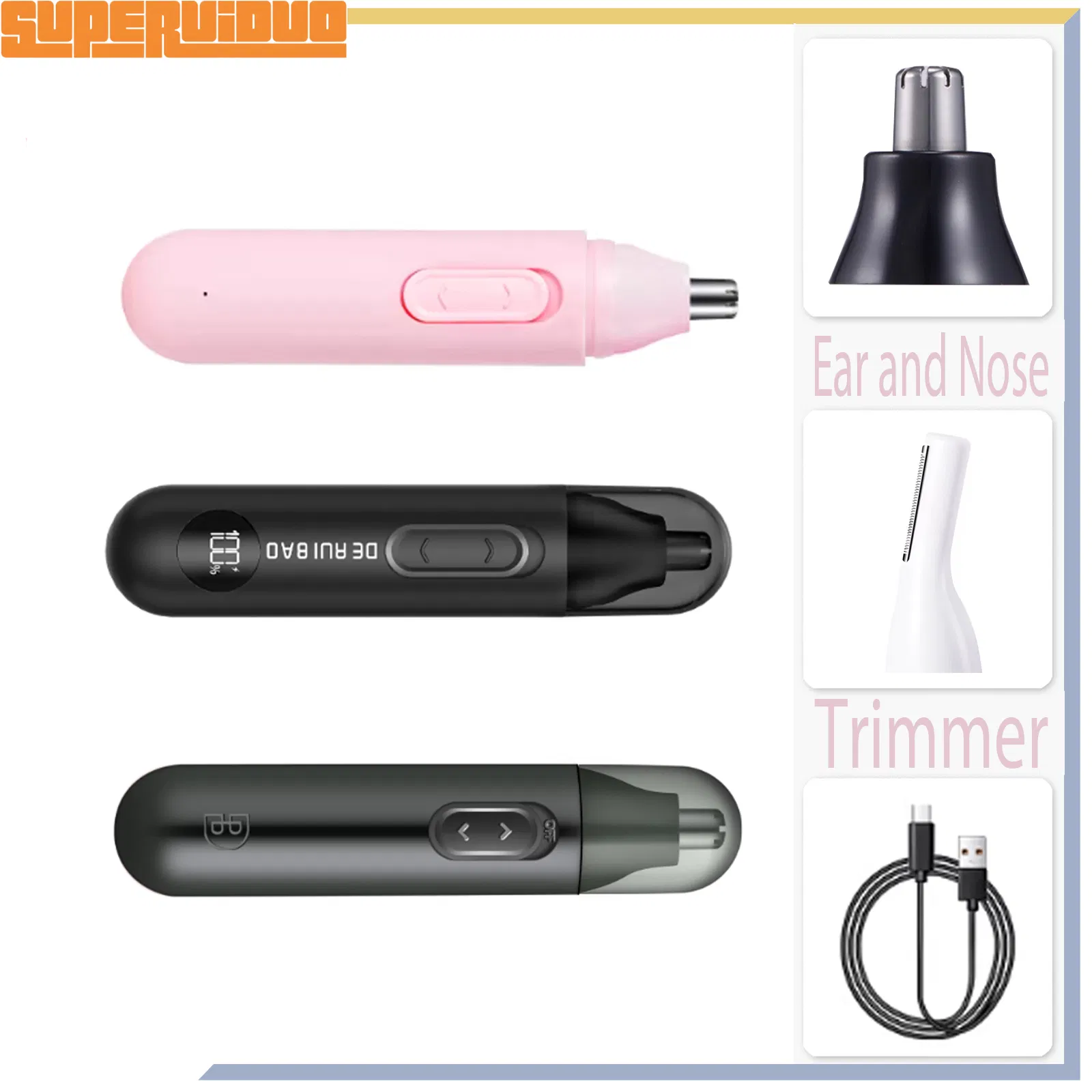 Precision-Arc Safety Blade Structure Ear and Nose Trimmer