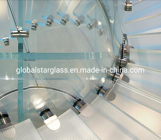 10+10+10mm Decorative Anti-Slip Tempered Glass/Toughened Textured Non-Slip/Anti-Slip Glass/Laminated Glass/Frosted Glass/Design Glass for Floor and Stairs