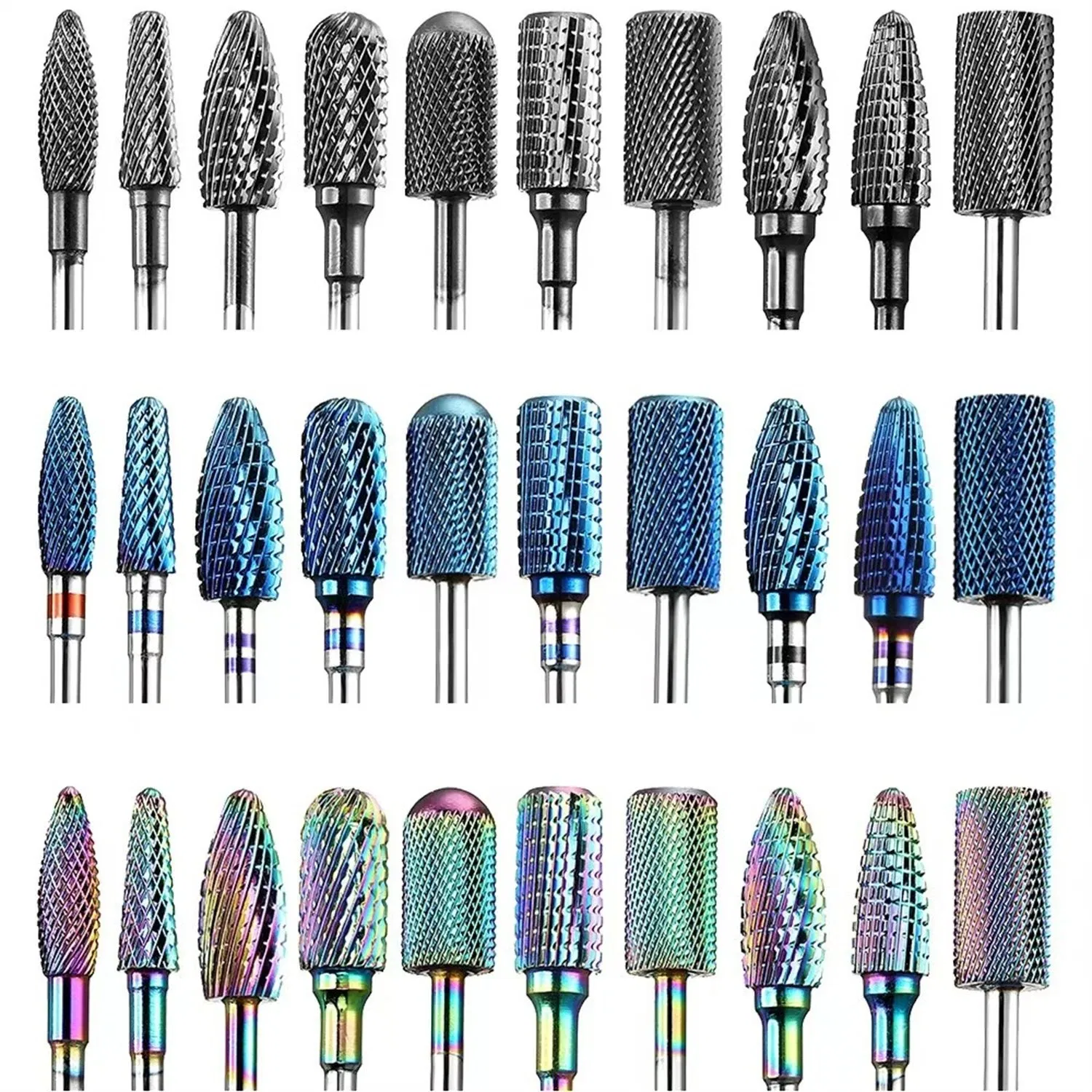 Wholesale Tungsten Carbide Nail Drill Bits Set 3/32" Rotary Carbide Burr Manicure Bit Nail Drill Accessories Milling Cutters
