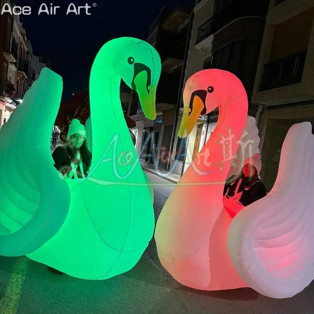 Inflatable Party Swan Costume Parade Walking Cartoon Costume with LED Light for Outdoor