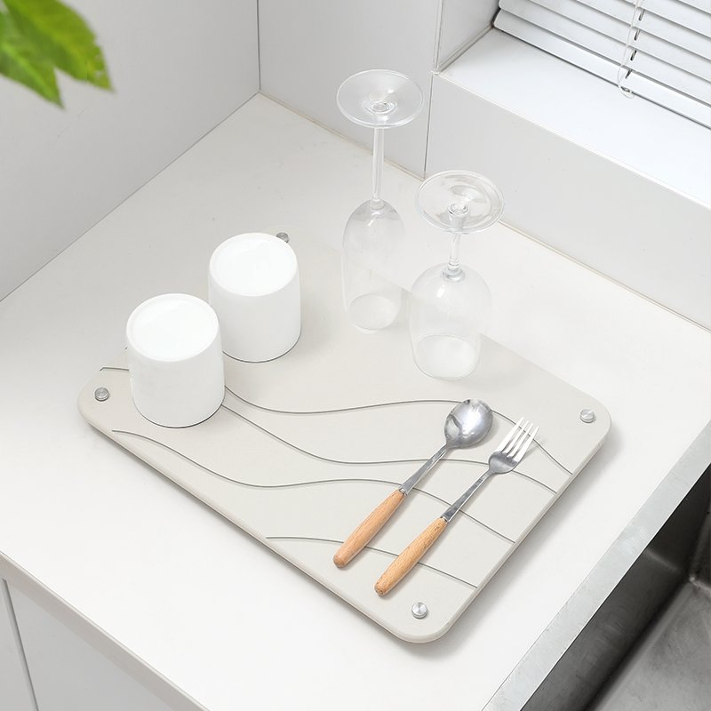 Crave Design Bowl Dish Cup Knife Fork Tableware Luxury Quickly Absorption Water Fast Drying Diatomite Stone Mat Home Mat