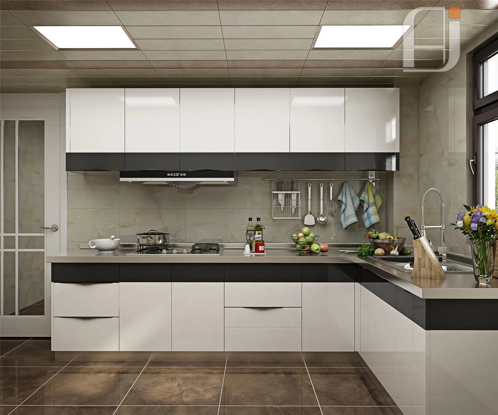 White High Glossy Lacquer Kitchen Cabinets