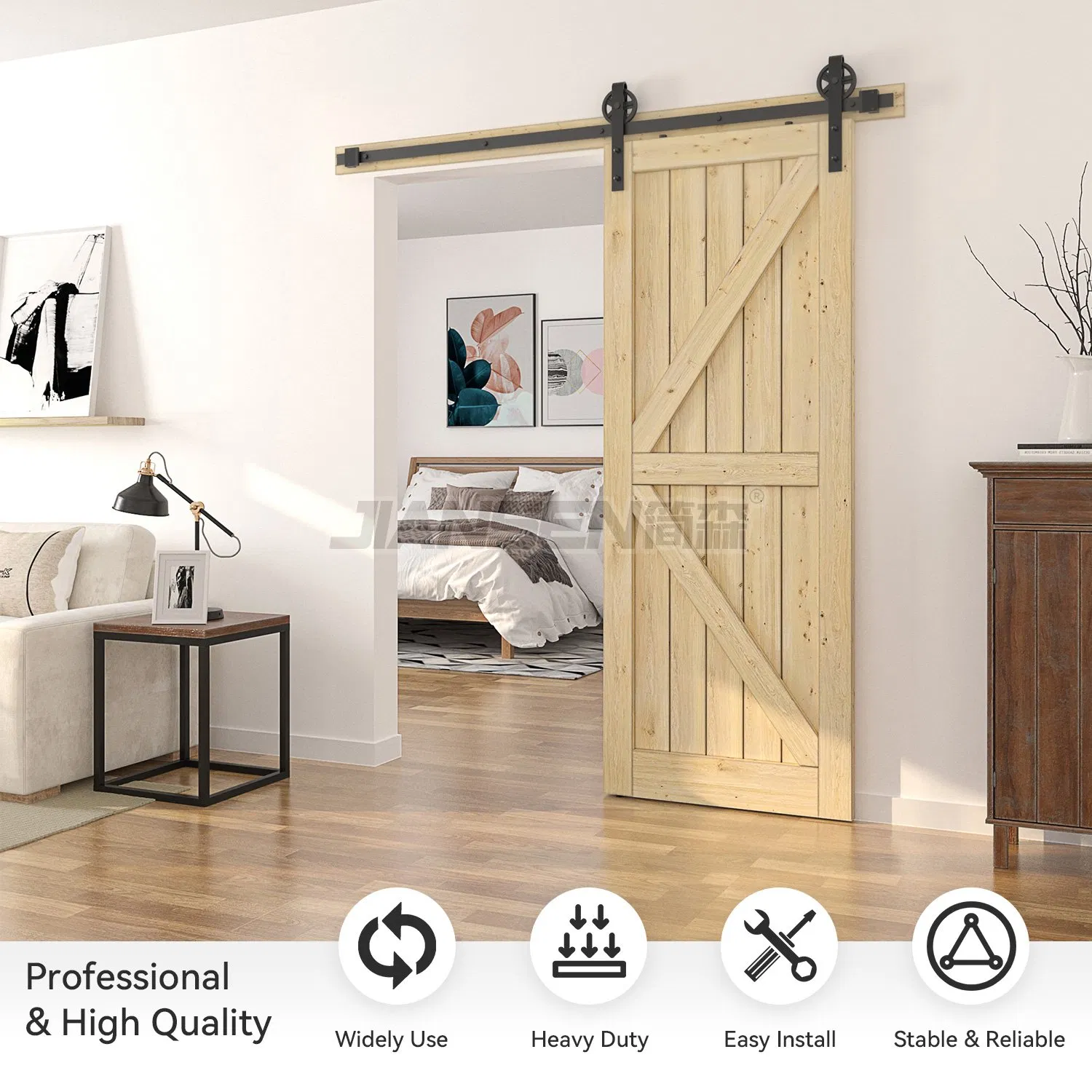 Antique Style Carbon Steel Wooden Door Sliding Barn Door Hardware Kit