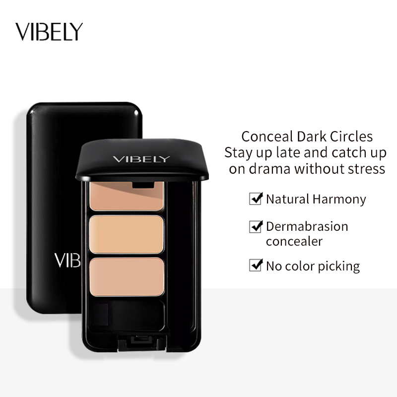 Makeup Face Full Coverage 3-in-1 Color Concealer Contour Palette with Brush