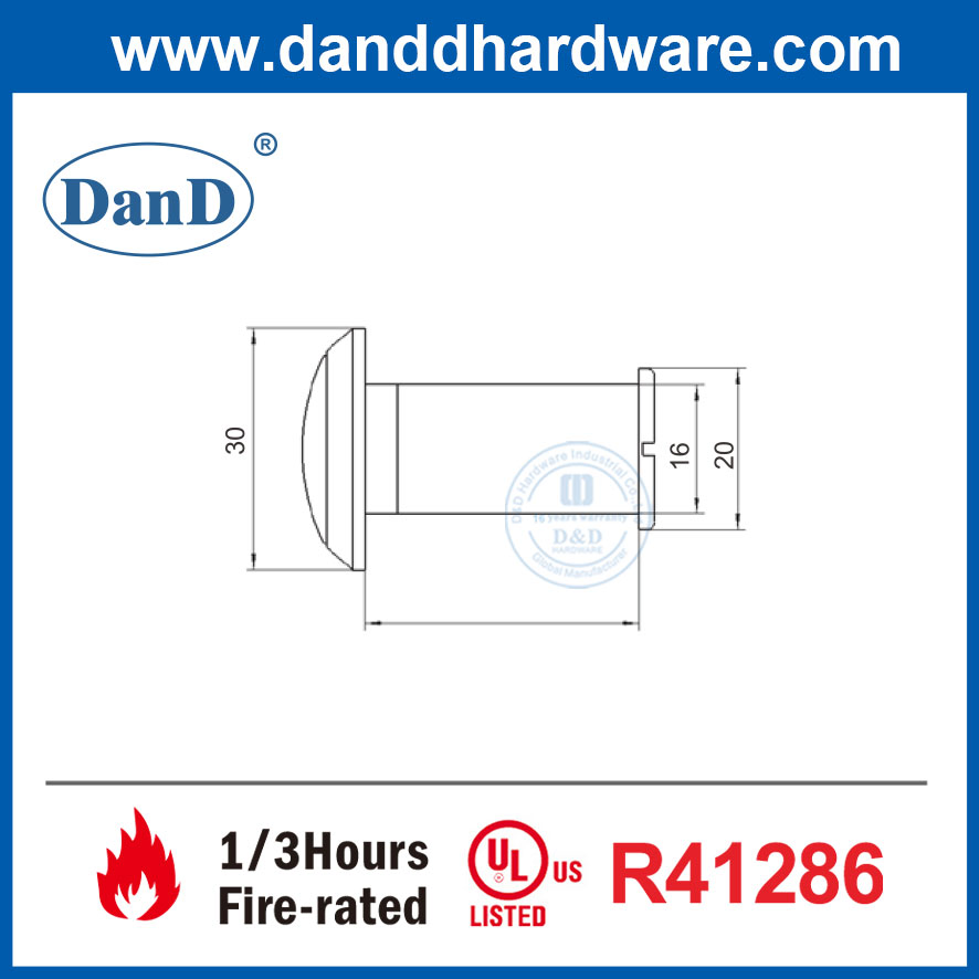 UL Fireproof Entry Door Eye Glass Lens Accessory Hotel Apartment Peepholes Viewer