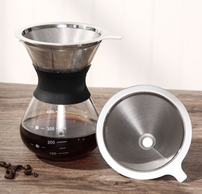 Mesh Stainless Steel Portable Reusable Pour Over Tea Coffee Filter Dripper Maker