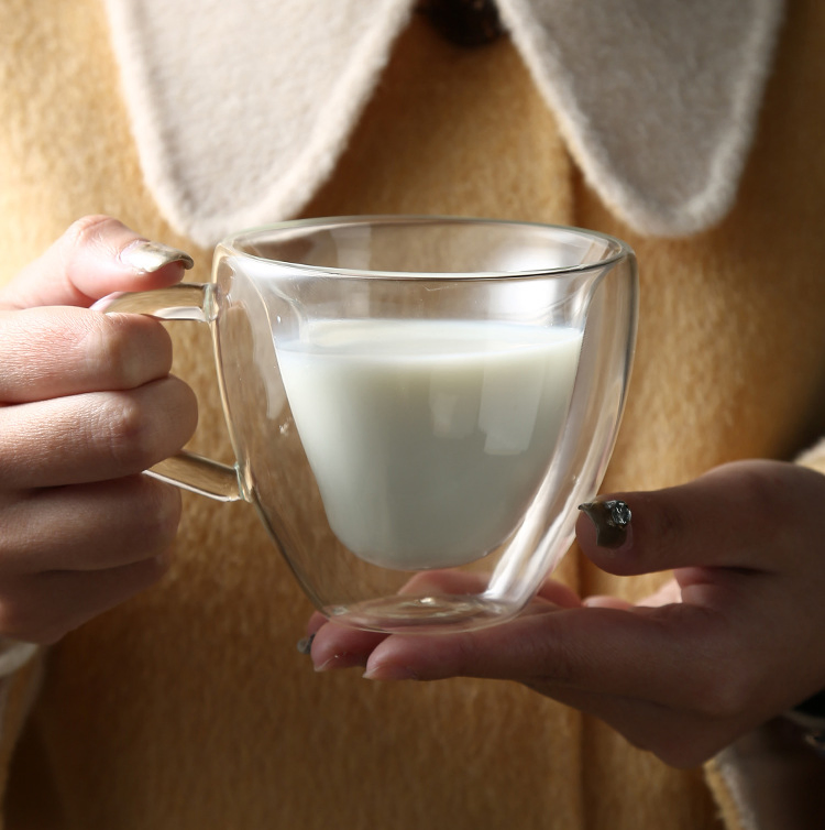 Heart Mug,Heart Shaped Cup,Glass Tea Cups,Clear Mugs,Coffee Mugs,Glass Mugs for Hot Beverages,Clear Coffee Mug,Borosilicate Transparent Double-Wall Heat-Resista