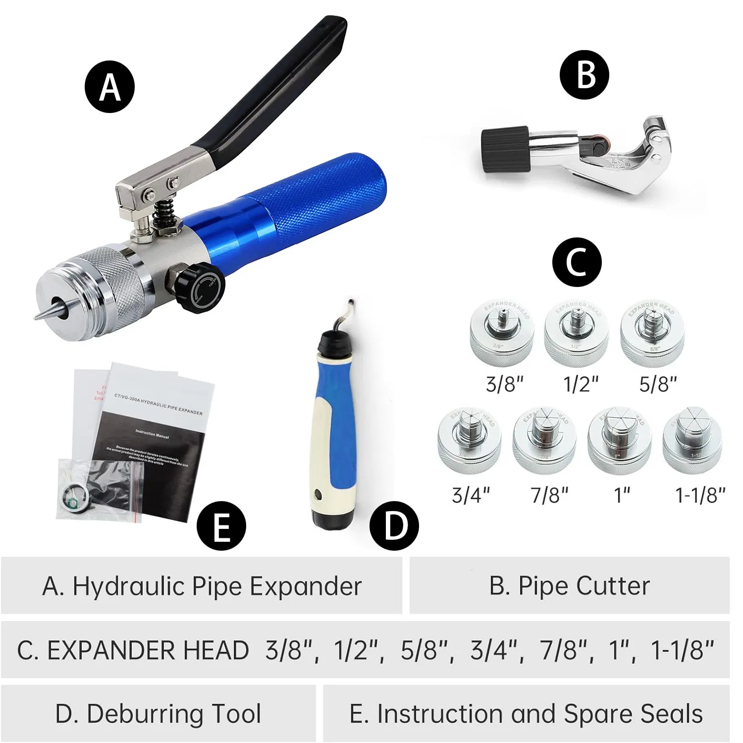 Hand Copper Tube/Pipe Expanding Tool Kit Ig-300A 10 to 42mm