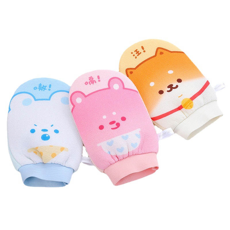 Cute Cartoon Bath Gloves Strong Rub Mud Gloves Bath Rub Back Towel