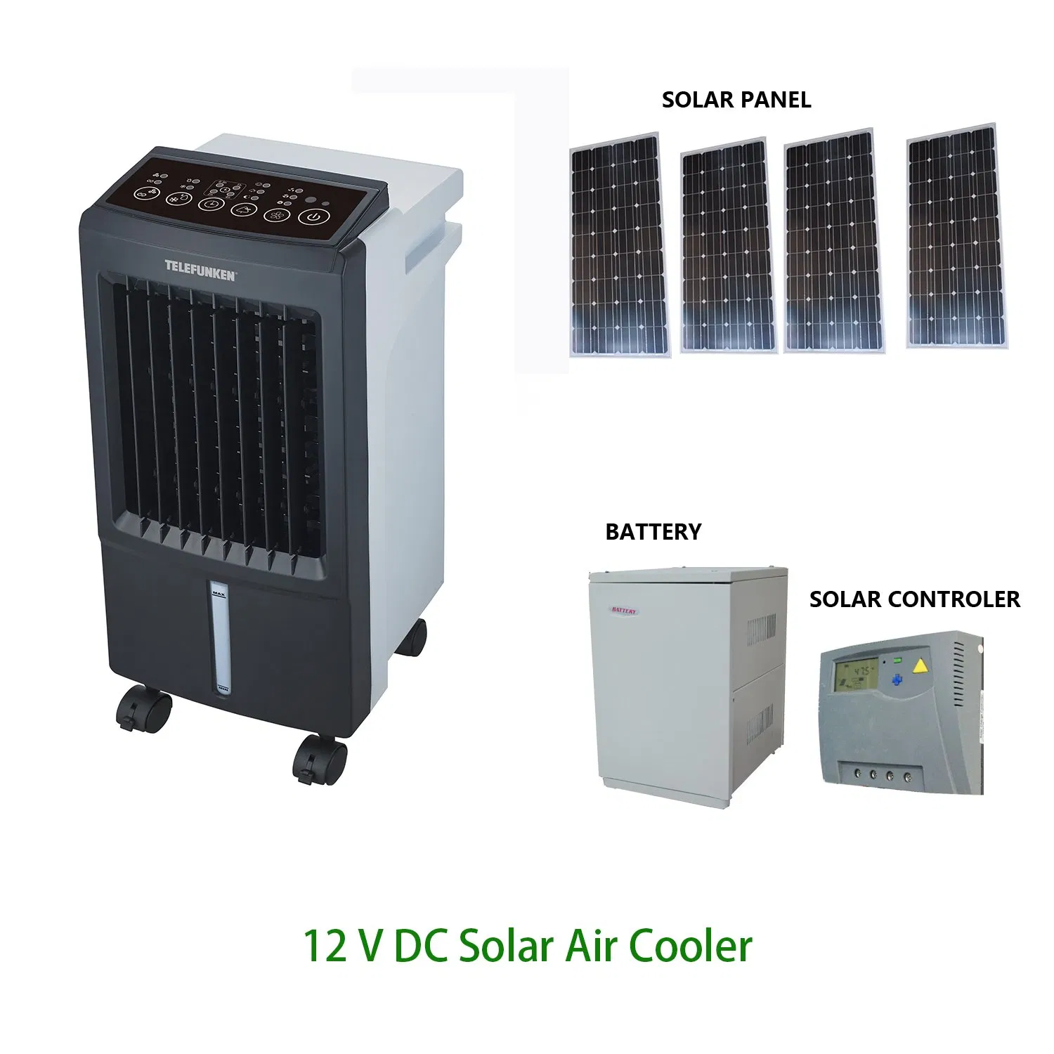 30W Power Consumption Only 12V DC off Grid Solar Portable Air Conditioner Air Cooler