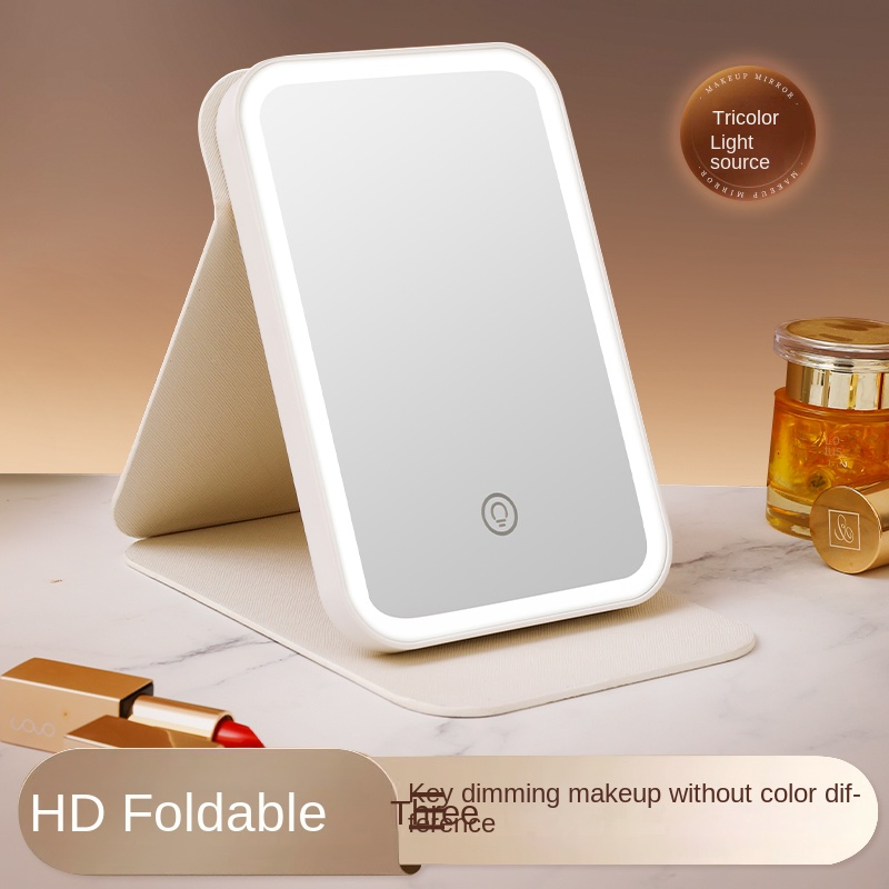 USB Rechargeable LED Makeup Mirror with Three-Color Stepless Dimming