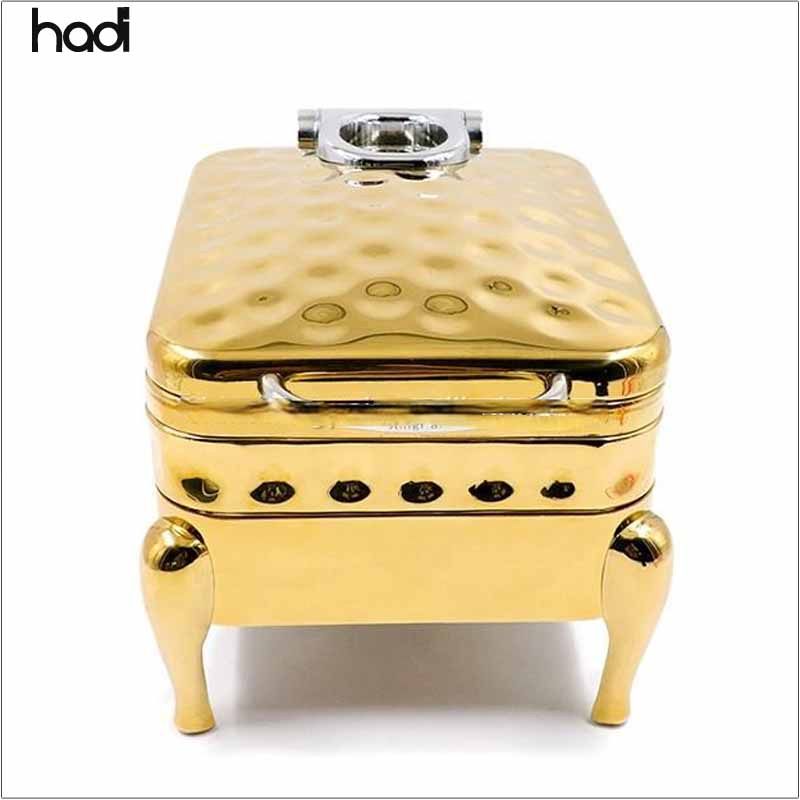 6L Arabic Wedding Party Food Warmers Buffet Chafing Dish Gold Colour Stainless Steel Hammered Buffet Stove Chafing Dish