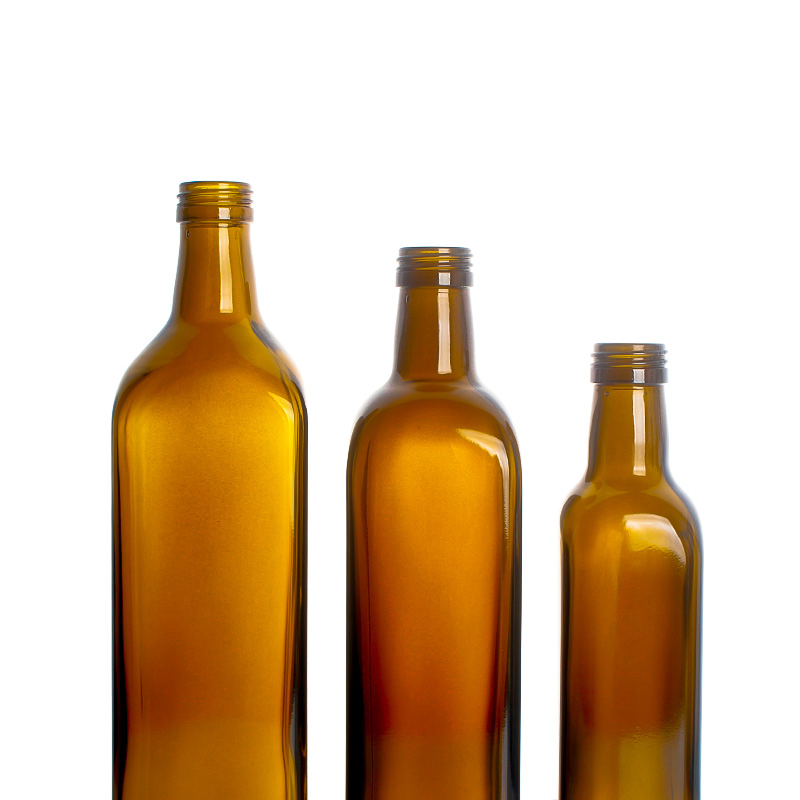 Manufacturer Supply Glass Bottle Square Round Green Clear Olive Oil Bottle 500ml 1000ml with Screw Lid
