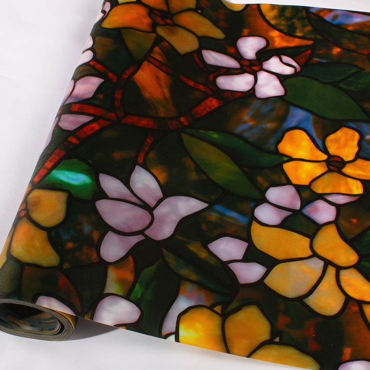 Various Styles PVC Decoration Room Glass Film 3D Window Decoration Film for Home Office PVC Decorative Film