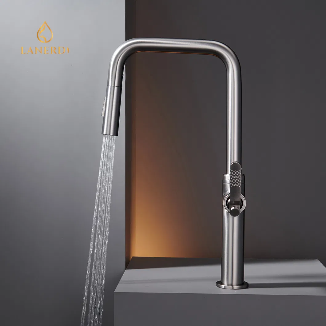 Смеситель для кухни с выдвижным изливом, черный