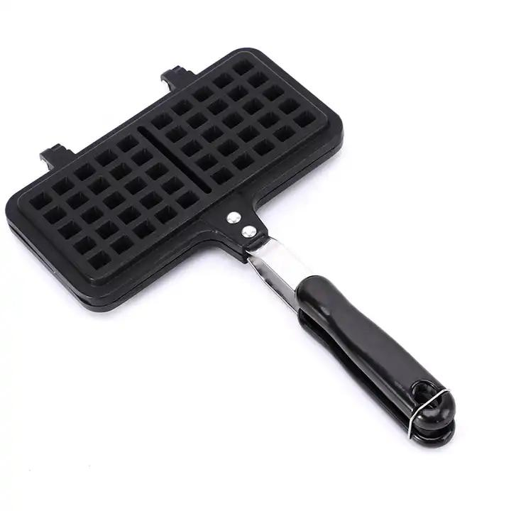 Household Portable Waffles Maker Non-Stick Rugged Black Double-Head Waffle Maker Mould and Fry Pan