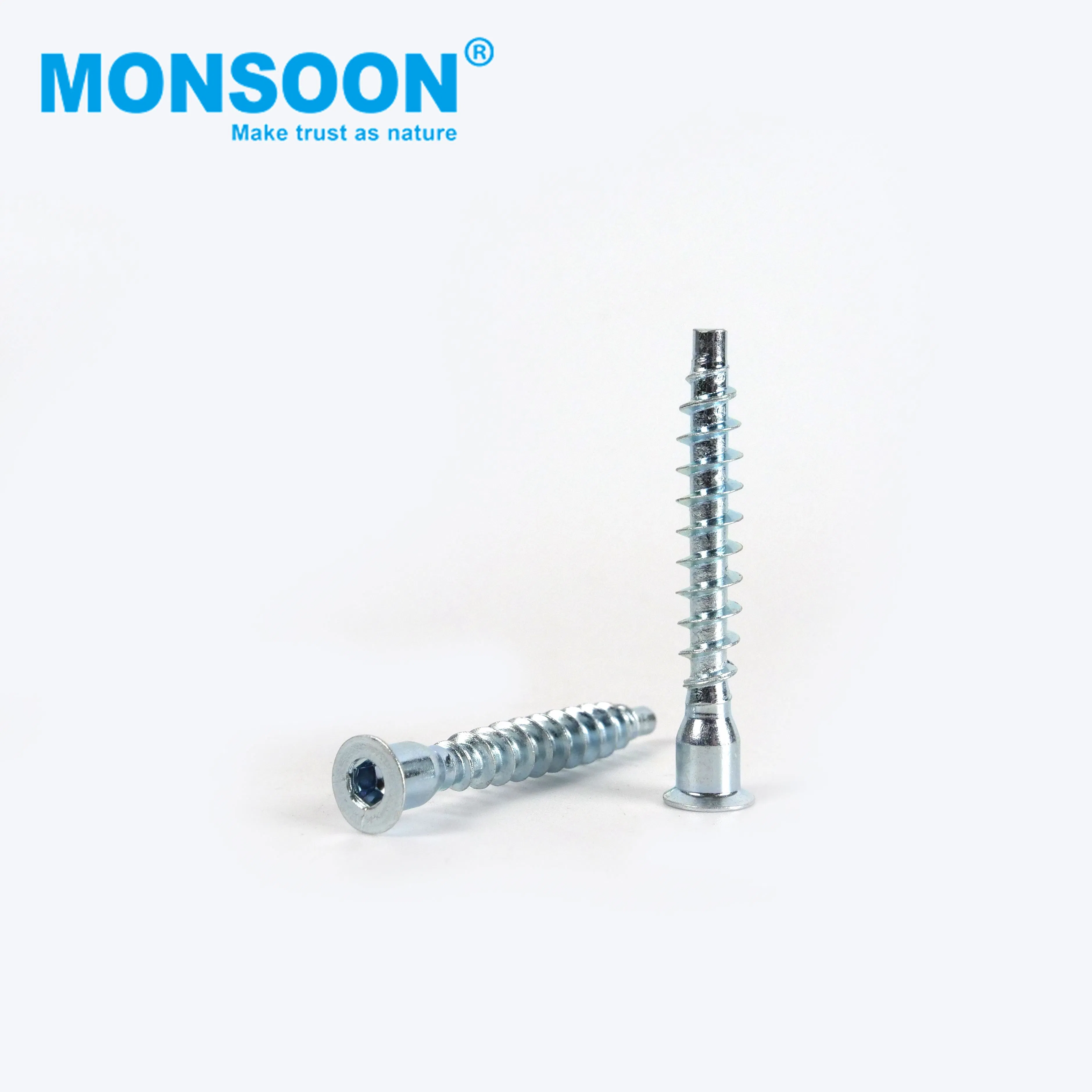 Furniture Kitchen Cabinet Door Flat Head Fastener Carbon Steel Hex Socket Nickel Plated Wood Confirmat Screw with Different Size