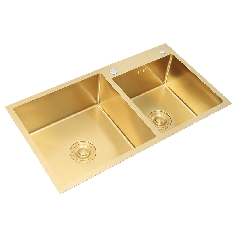 Premium Golden Stainless Steel Double Bowl Farmhouse Kitchen Sink