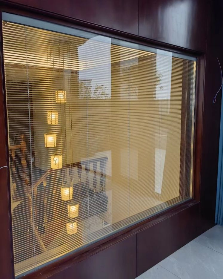 Aluminum Frame Rolling Built Inside Louver Window Roll up Shutter Inside The Glass Casement French Windows