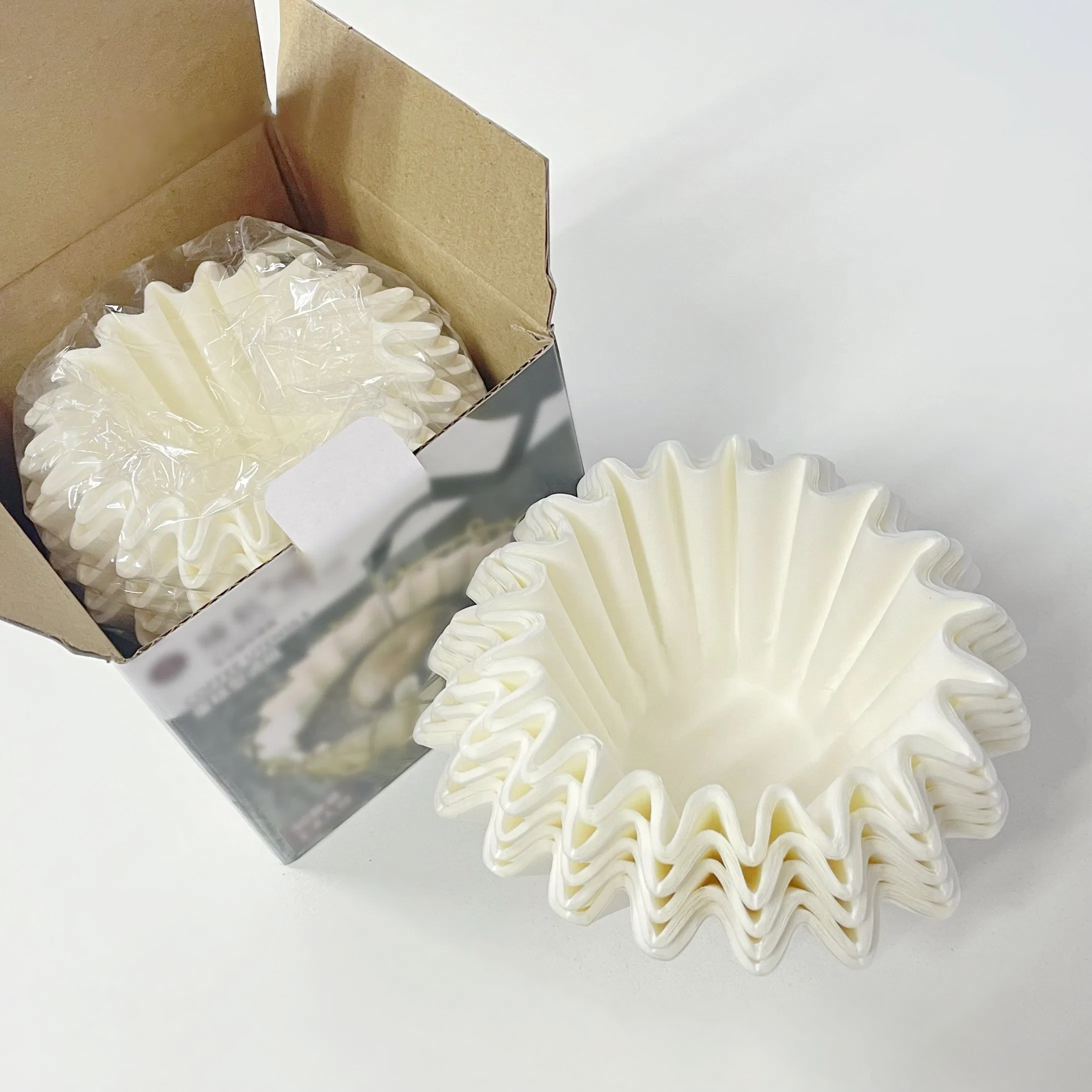 High Quality 1-4 Cups Hand Brewed Cake Basket Wave Coffee Paper Filter Unbleached for Ceramic Coffee Dripper