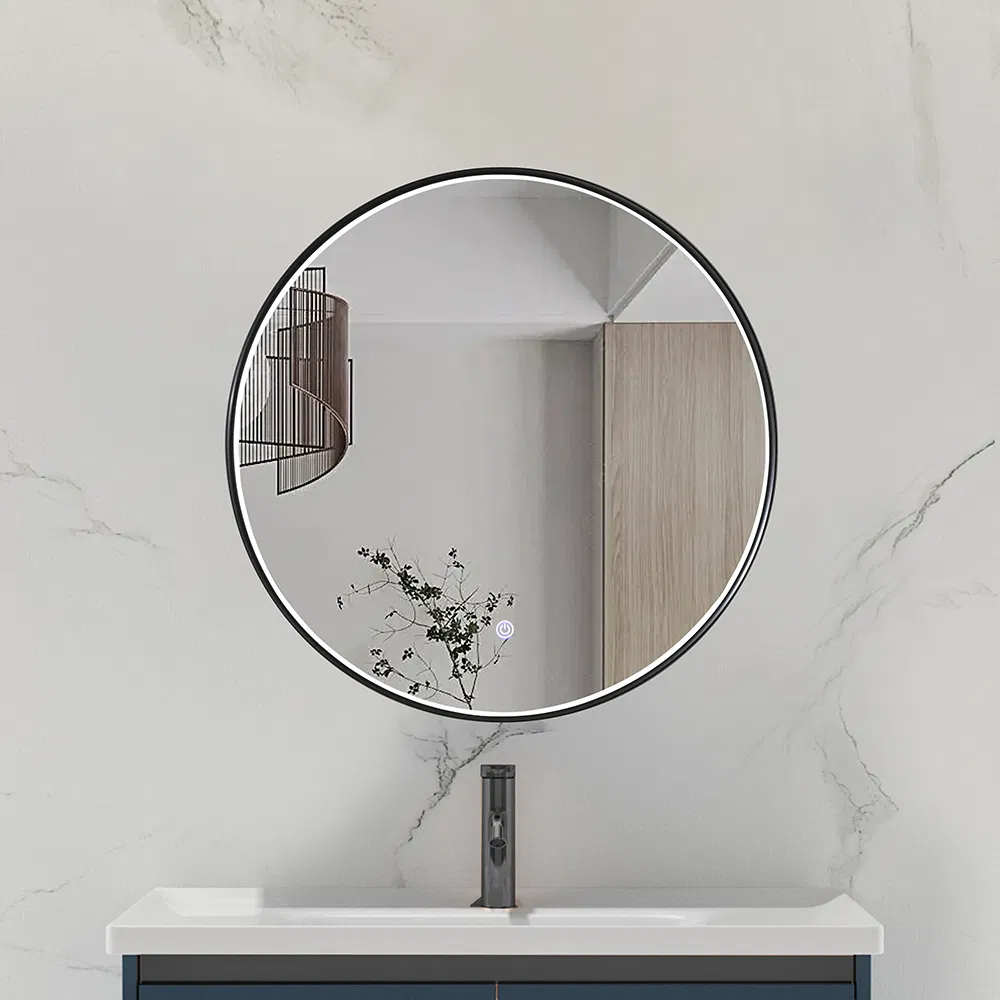 Black Framed Round Decorative Smart Mirror Make up LED Bathroom Mirror