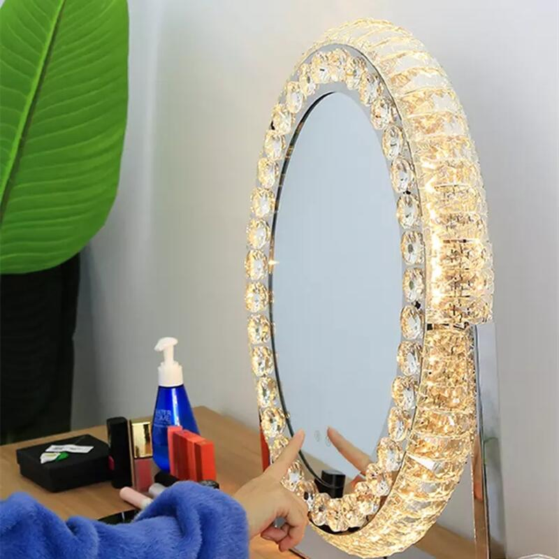 Luxury Decorative Crystal Furniture Wall Mounted Makeup Smart LED Glass Mirror